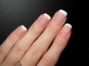 Свадебный дизайн ногтей, стильный белый шеллак френч