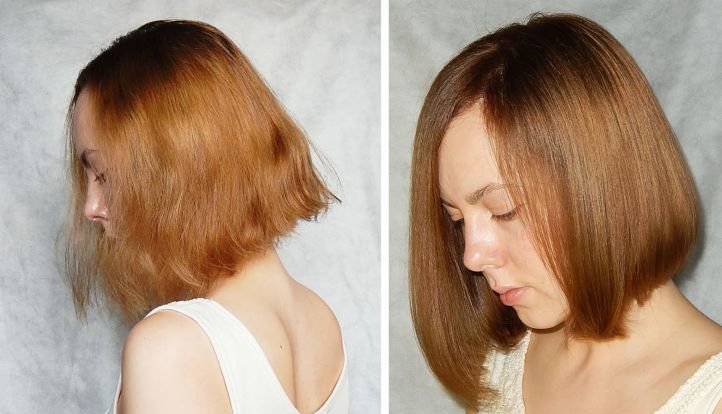Экранирование волос - до и после